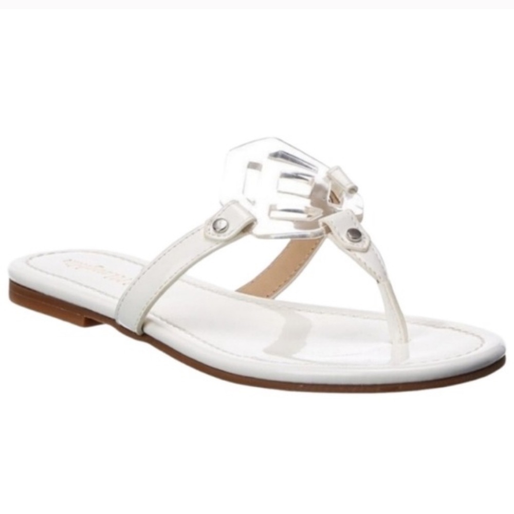 J. McLaughlin Lucy White Clear Sandals Flip Flops Shoes Size 8